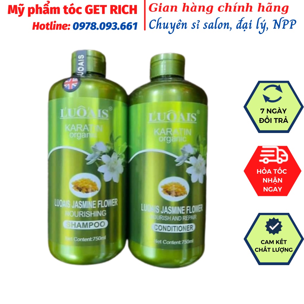 [HÀNG CHÍNH HÃNG] DẦU GỘI XẢ THẢO DƯỢC THIÊN NHIÊN HOA NHÀI  LUOAIL KARATIN 750ml x2