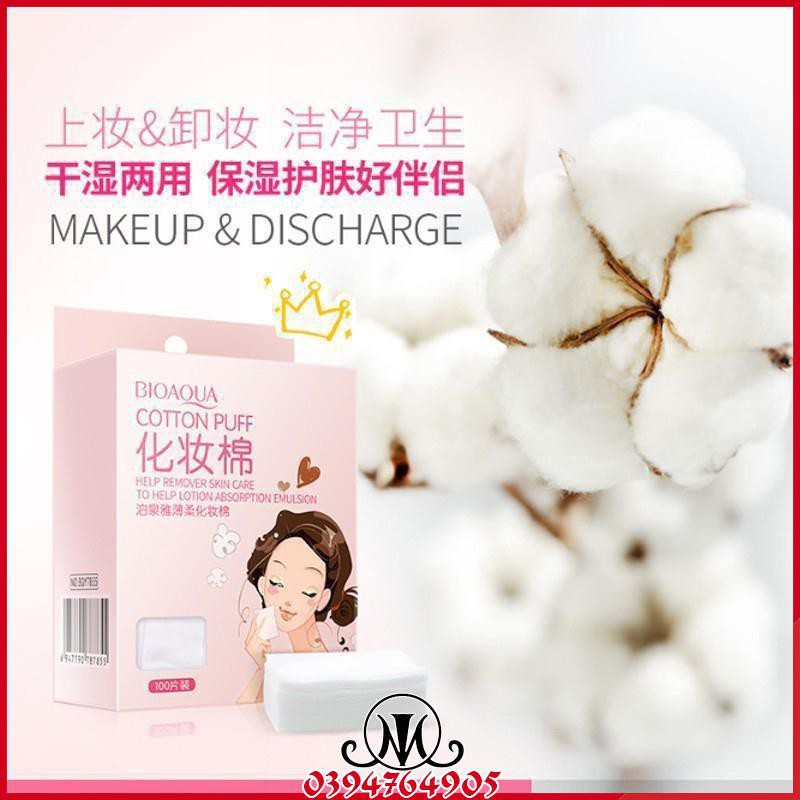 Bông tẩy trang hộp 100 miếng Cotton Puff Bioaqua MO23 | BigBuy360 - bigbuy360.vn