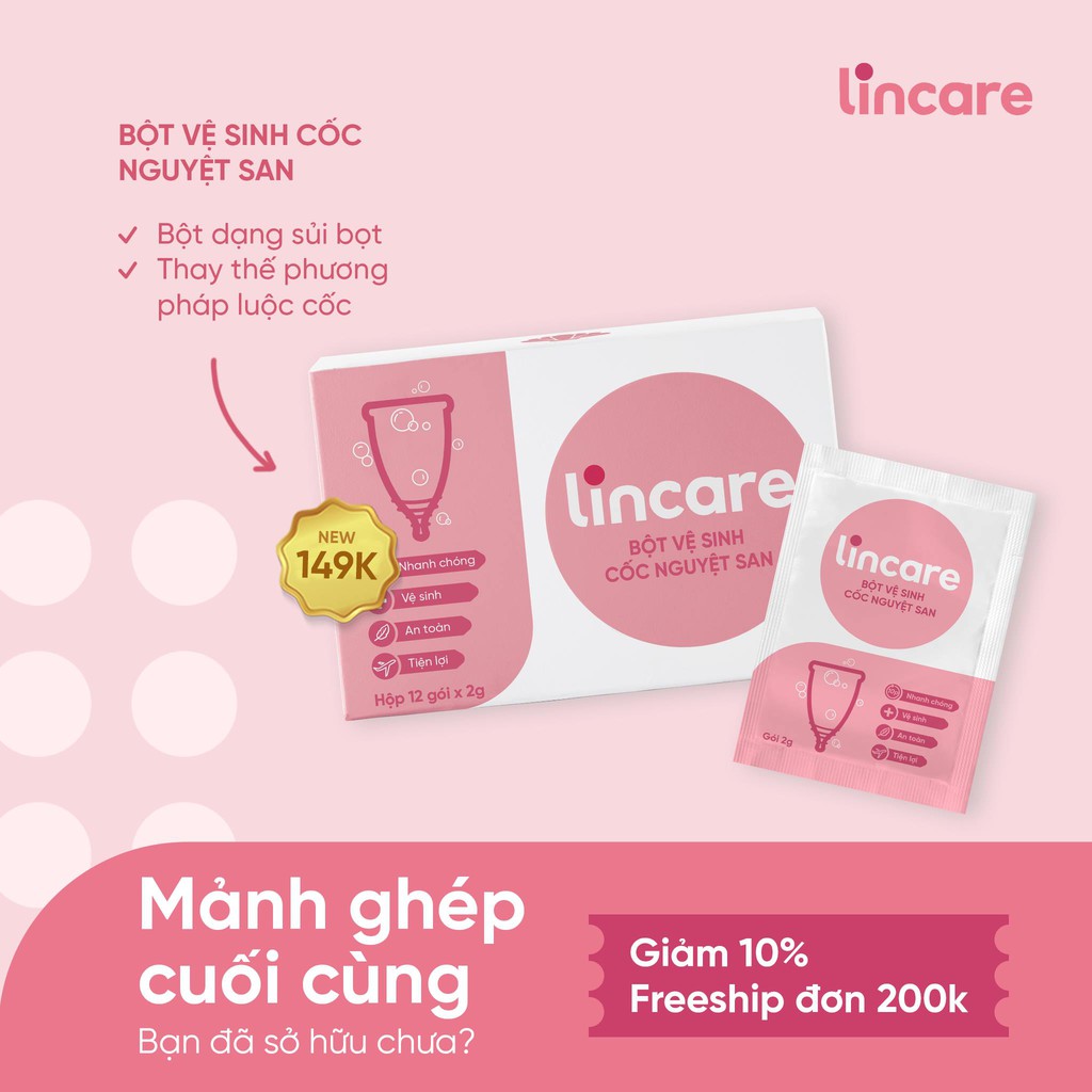 Giá gốc Bột tiệt trùng Cốc nguyệt san chính hãng, hộp 12 gói