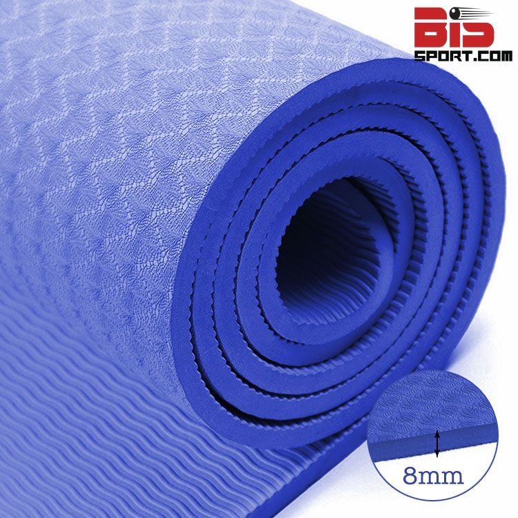 Thảm Tập Yoga TPE dày 16mm Chống Trượt - Thảm Tập Thể Dục, Gym  - tham tập yoga- Cực Êm, Bám Dính Sàn - Màu Xanh