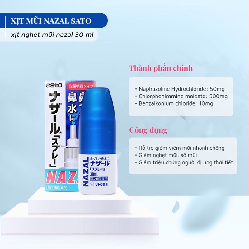 [Xịt Ngạt Mũi, Sổ Mũi, Xoang] Nazal Nhật Bản 30 ml