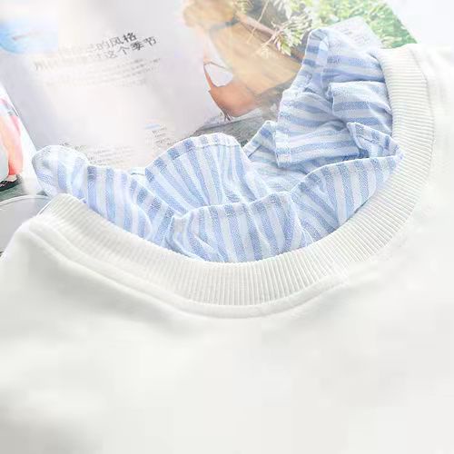 Áo thun tay dài dáng rộng đính nơ phối nhún bèo phong cách Nhật Bản xinh xắn thời trang dành cho nữ