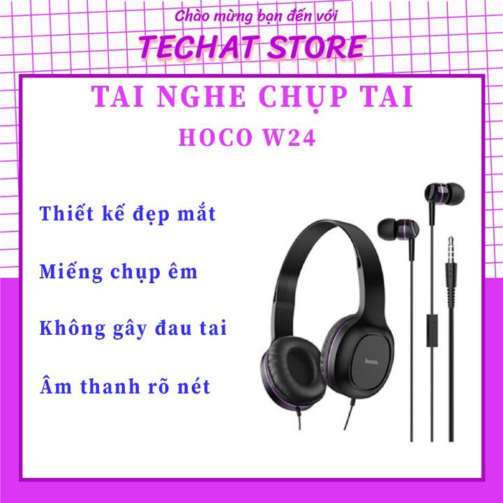 [SALE GIÁ SỐC] Tai nghe chụp tai có míc Hoco W24 chính hãng - Headphone cho điện thoại và máy tính