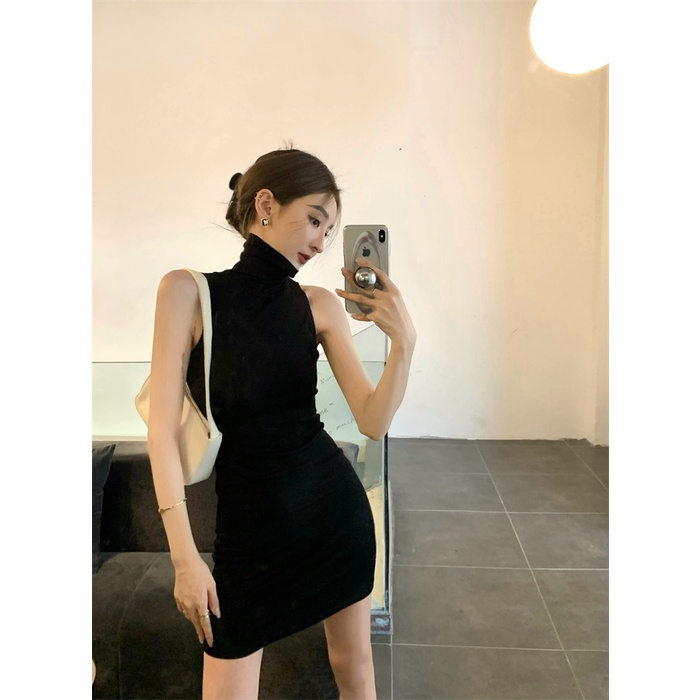 DUNEA Đầm không tay dáng ôm Cổ Lọ Thiết Kế Ôm Sát Quyến Rũ