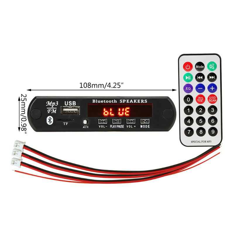 LIDU1  Wireless Bluetooth 12V MP3 WMA Decoder Board Audio Module USB TF Radio FM AUX For Car Accessories