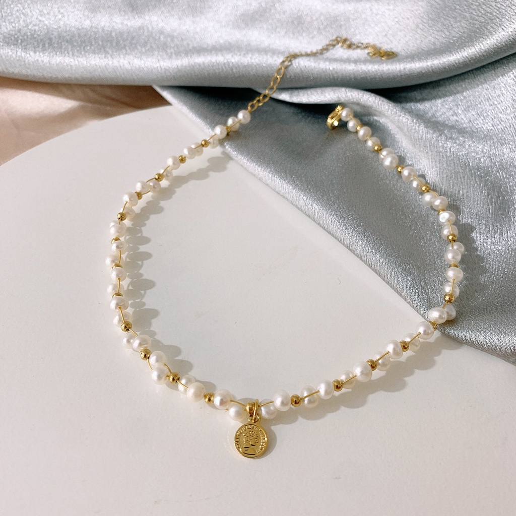 Vòng Cổ Choker Ngọc Trai Nước Ngọt Tự Nhiên Đơn Giản Cho Nữ