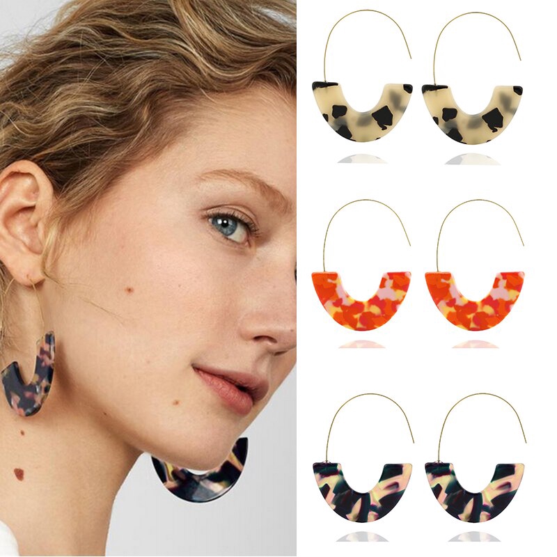 Khuyên Tai Dáng Dài Họa Tiết Da Báo Thời Trang