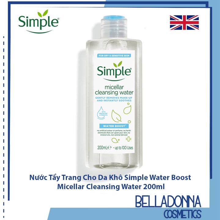 Nước Tẩy Trang Cho Da Khô Simple Water Boost Micellar Cleansing Water 200ml