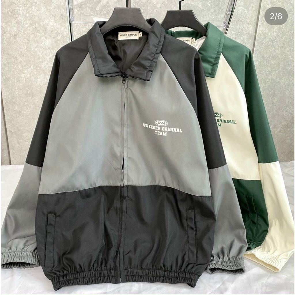 Áo Khoác Dù Unisex Nam Nữ Phối Màu Chất 2 Lớp Dày Dặn Logo In Chữ TEAM Có 2 Màu Xanh/Đen TP105