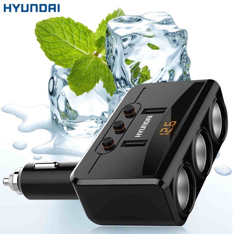 Bộ chia tẩu sạc ô tô Hyundai HY-29: Sạc nhanh Quick 3.0, điện áp 3.1A, 2 cổng USB, 80W - 2 màu: Đen và Trắng