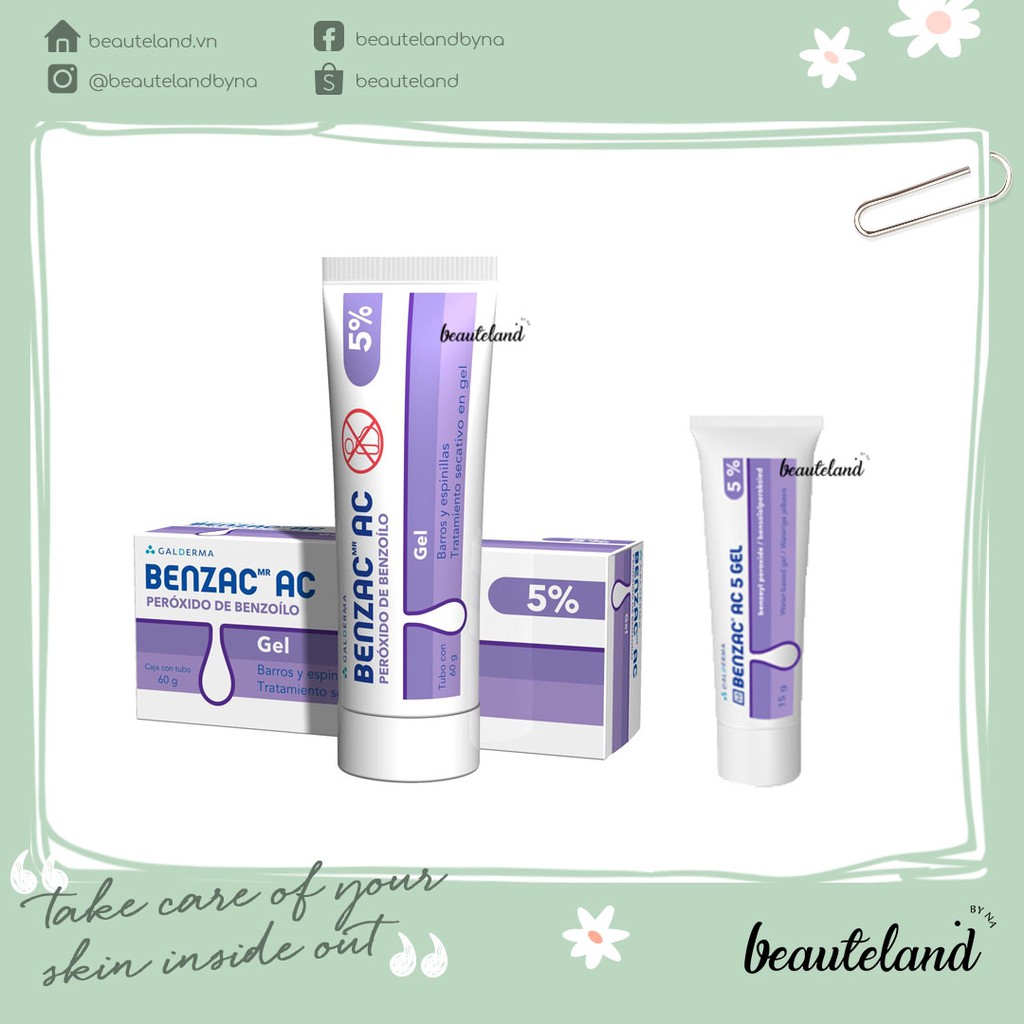 [Mã 2611TIEUDUNG100K giảm 8% đơn 500K] Gel chấm giảm mụn Benzac AC chứa Benzoyl perioxide (nồng độ 2,5% và 5%) | BigBuy360 - bigbuy360.vn