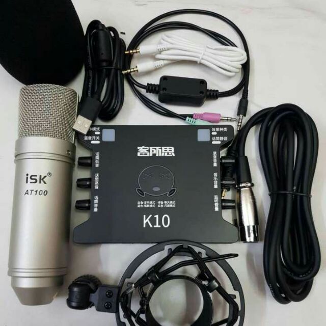 Combo míc thu âm at100 sound K10 live ma2 ( tặng tai AKG)