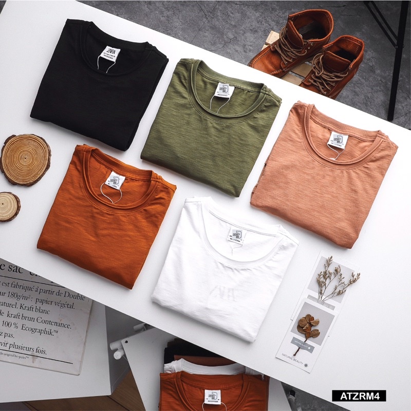 Áo Thun Mùa Nóng 100% Cotton Mềm Mịn Thấm Hút Mồ Hôi, Áo Thun Vải Sớ Gỗ Hàng Xuất, Áo Phông Nam, Áo Thun Nam Trơn | BigBuy360 - bigbuy360.vn