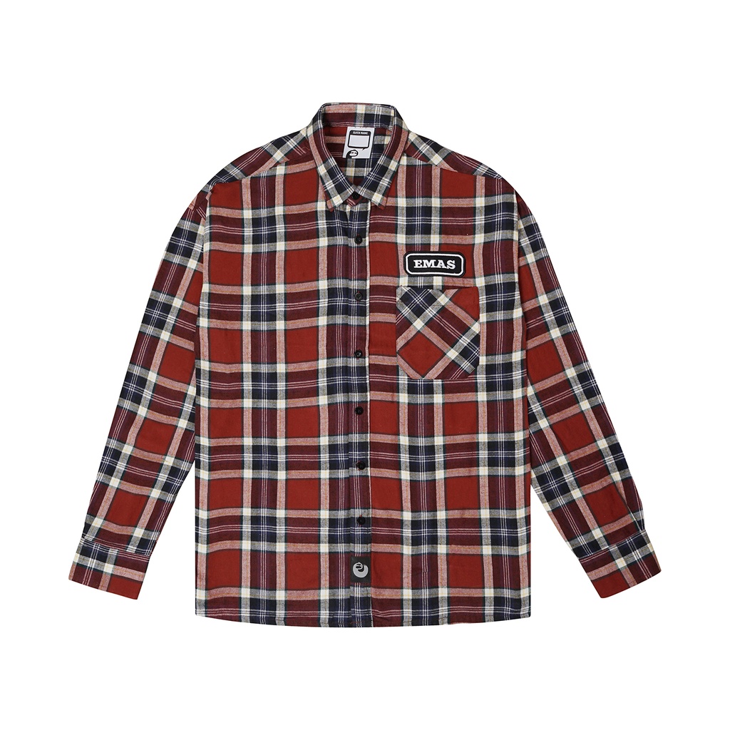 Áo Sơ Mi Nam Tay Dài Họa Tiết Caro - Flannel EMAS Logo Flannel/Red Navy