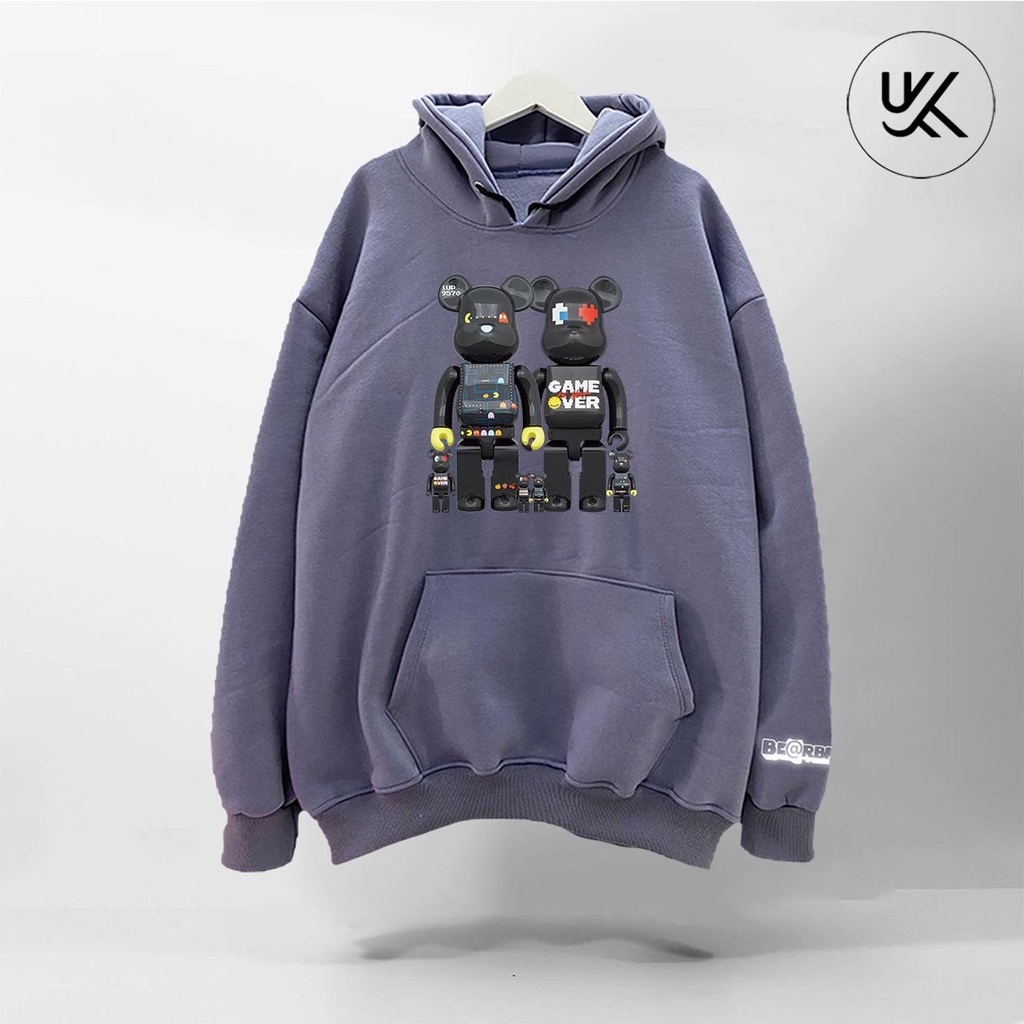Áo Nỉ HOODIE BEARBRICK (tay áo in Phản Quang Bạc), Form Rộng CHUẨN Xu Hướng, áo nỉ bông hoodie unisex nam nữ. kkim shop