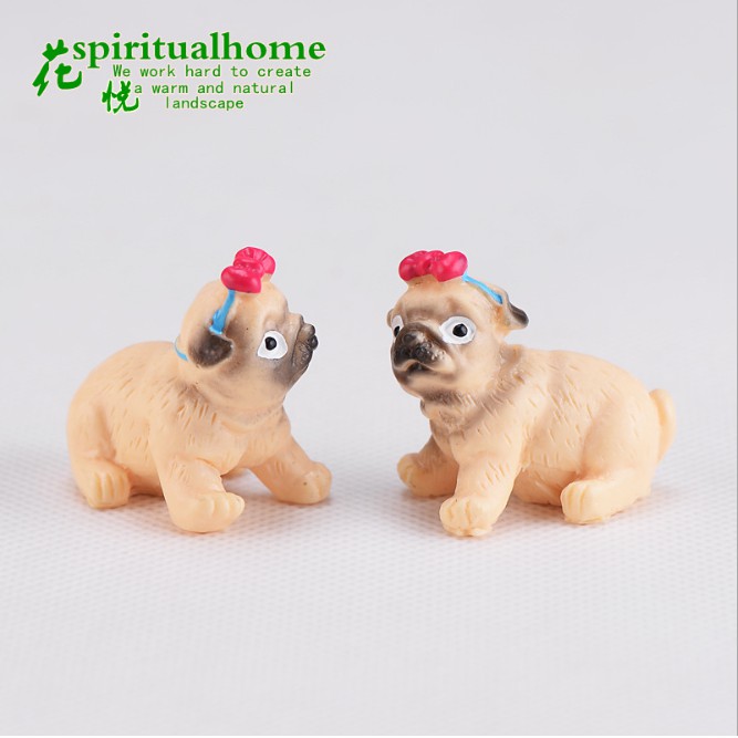 KHO-HN * Mô hình đôi chó PUG trang trí tiểu cảnh, móc chìa khóa