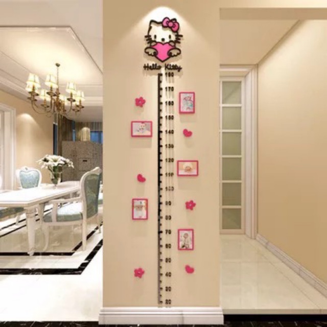 Dán chiều cao 3D, decal hình dán nổi,  bề mặt mica sáng bóng, Thước đo chiều cao cá biển chất liệu mica dán nổi trang tr