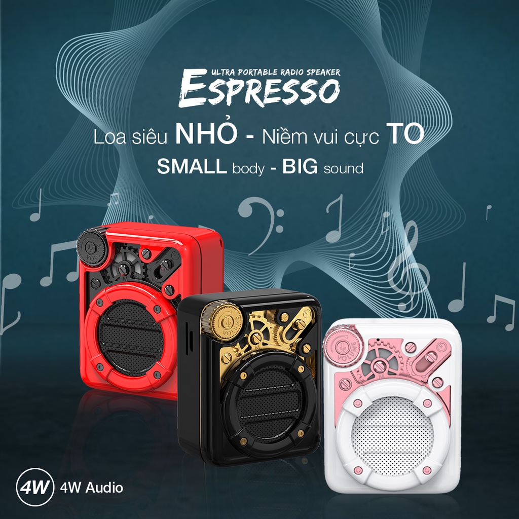 Loa Divoom ESPRESSO 4W - Bluetooth v 5.0, FM radio và TF card