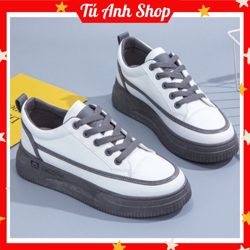 Giày thể thao nữ độn đế sneaker phối màu trắng xám bata cao cấp kiểu Hàn Quốc