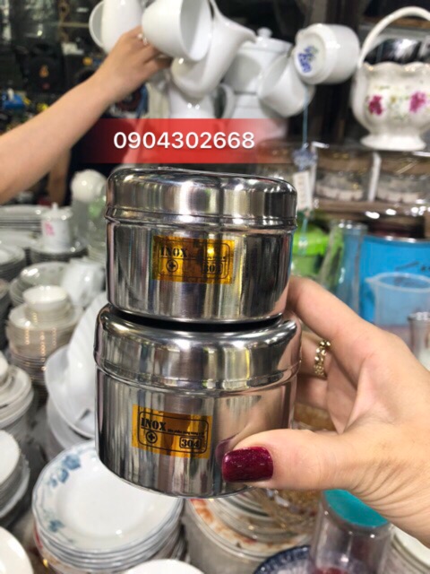 Hộp inox lưu mẫu thức ăn. Có ảnh thật