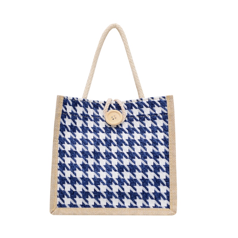 Túi Vải Canvas Đựng Hộp Cơm Họa Tiết Caro Dễ Thương