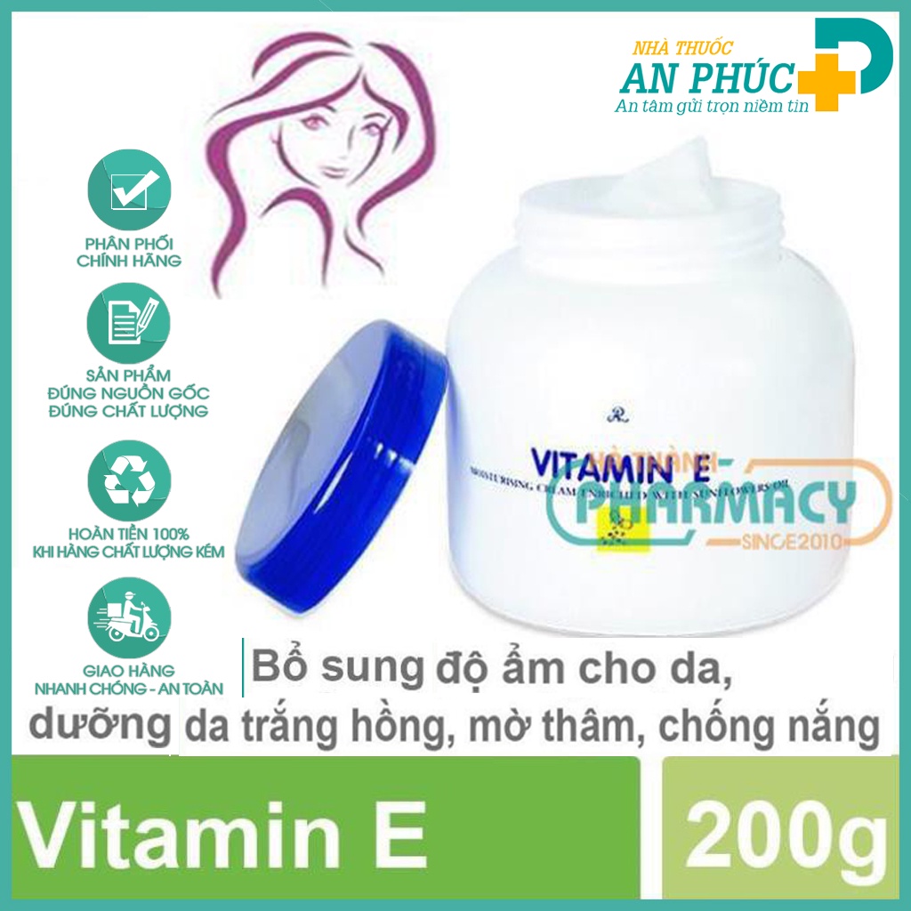 Kem dưỡng da Vitamin E - Bổ sung độ ẩm cho da, dưỡng da trắng hồng (Hũ 200g)