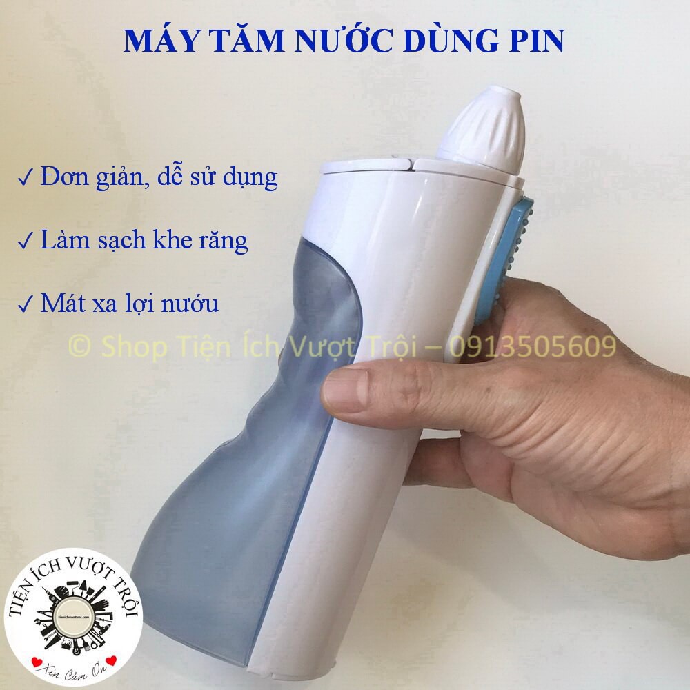 Máy tăm nước dùng pin, đơn giản, dễ sử dụng, làm sạch khe răng và mát xa nướu, phòng ngừa cao răng-Tiện Ích Vượt Trội