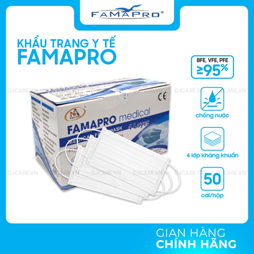 [FAMAPRO CÔ GÁI- HỘP 50 CÁI] Khẩu trang y tế 4 lớp kháng khuẩn Famapro