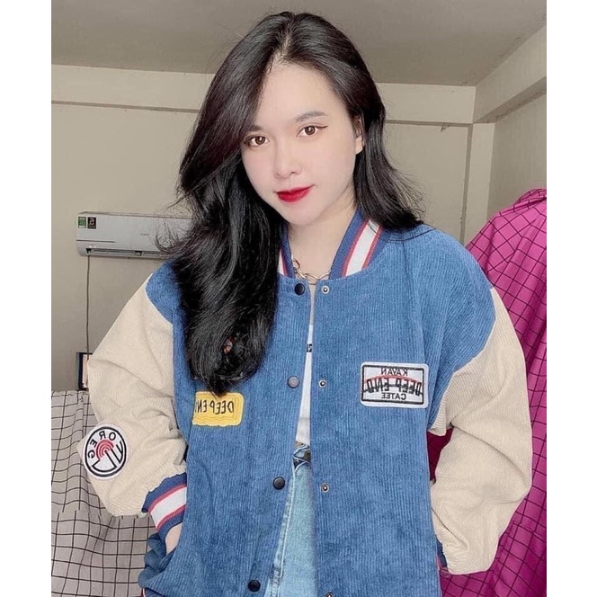 Áo khoác bomber Nhung cầu vồng cúc bấm nam nữ unisex BIGOMALL
