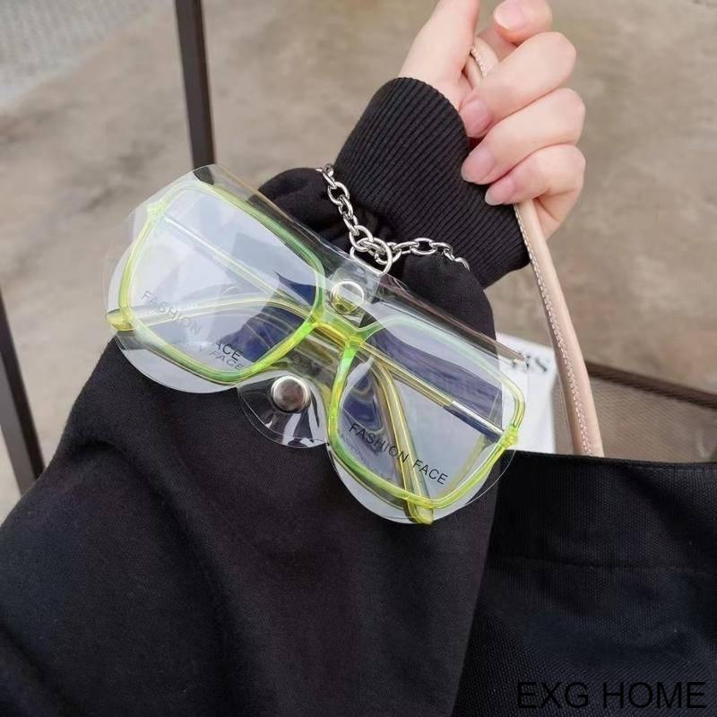 Túi Đựng Mắt Kính Cầm Tay Trong Suốt Phối Dây Xích Dành Cho Nữ Và Nam
