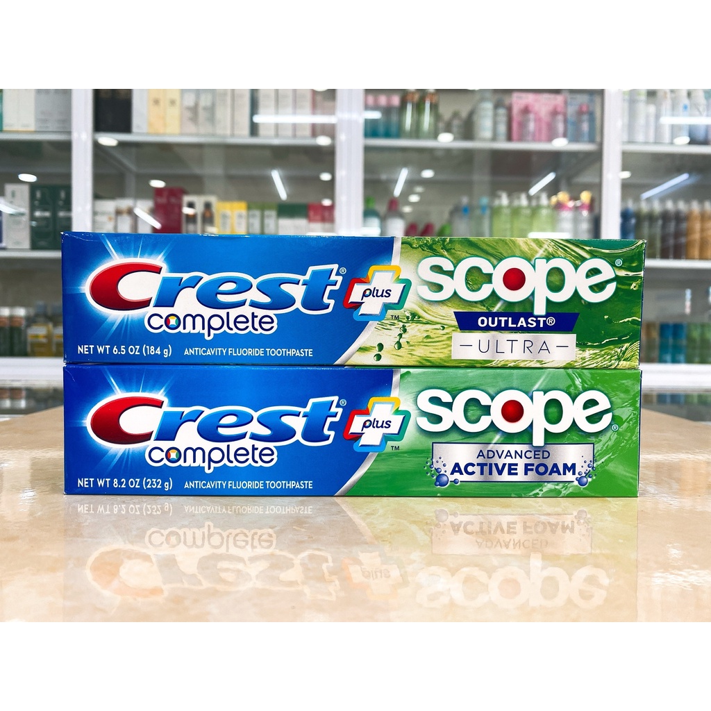 Kem Đánh Răng Crest Complete Extra Whitening Scope USA 184g~232g