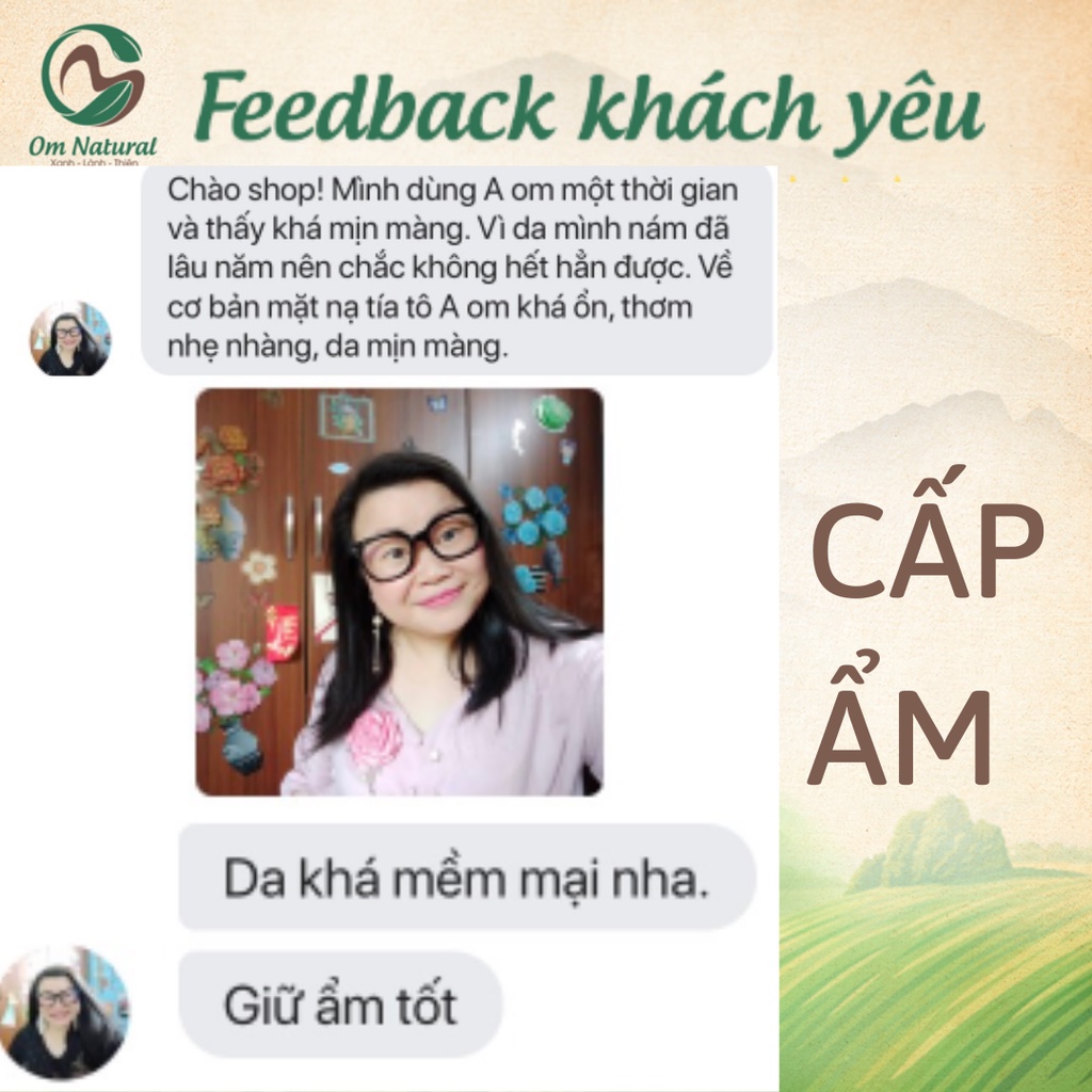 Mặt Nạ Thiên Nhiên A OM Natural Cấp Ẩm Dưỡng Mịn Trắng Sáng Lành Tính 50g