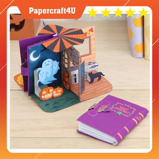 Mô hình giấy lể hội halloween Sách halloween thu nhỏ