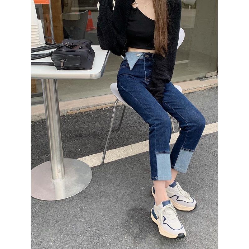 Quần jean ống đứng lưng cao hợp thời trang 2021 trẻ trung cho nữ