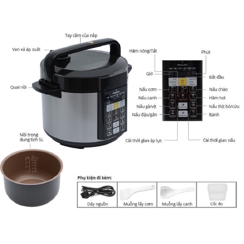 Nồi áp suất điện HD2136, Hàng chính hãng bảo hành 2 năm