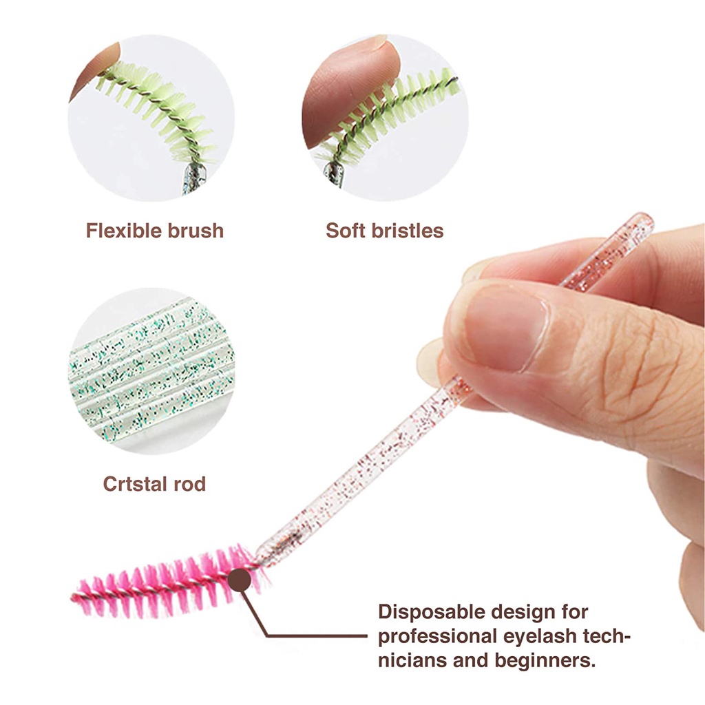 [Hàng mới về] Bộ 50 cọ mascara chuốt mi dùng một lần chất lượng cao với 7 màu tùy chọn