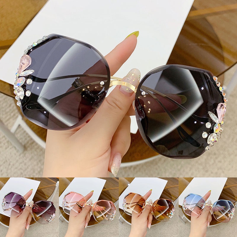 Kính mát càng kim loại đính đá thời trang Hàn Quốc