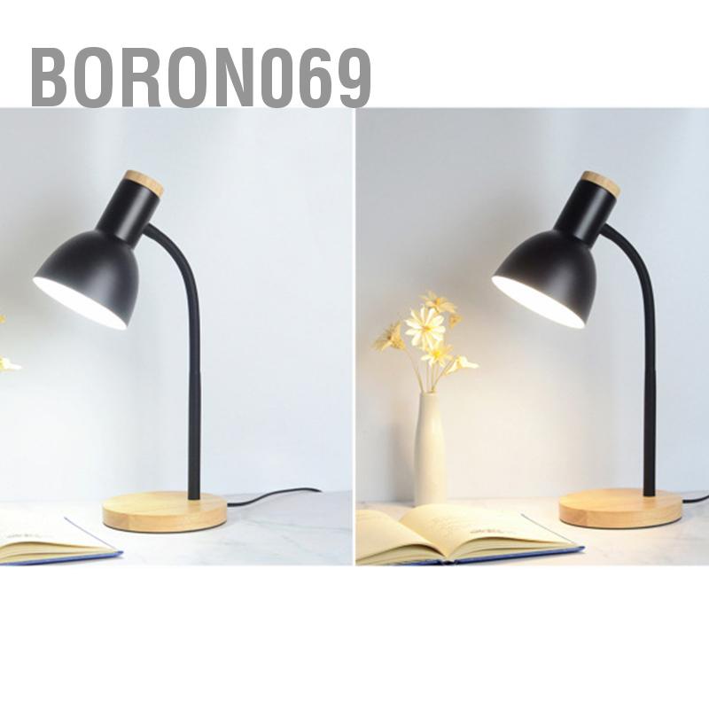 Boron069 Đèn bàn LED Bảo vệ mắt chống gỉ Ổn định Đế gỗ vững chắc Ống linh hoạt Cắm vào cho ký túc xá