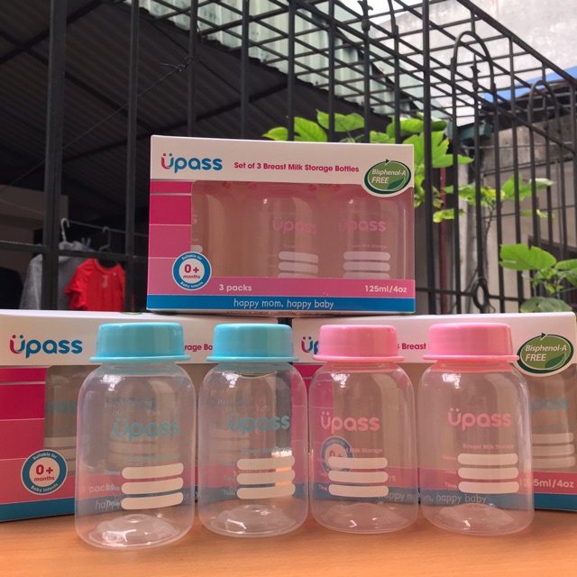Bộ 3 Bình Trữ Sữa Upass Thái Lan UP0030, Cổ Hẹp Dung Tích 125ml