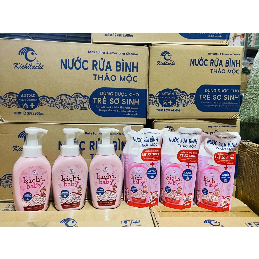 Nước rửa bình sữa thảo mộc Kichilachi chính hãng an toàn cho bé