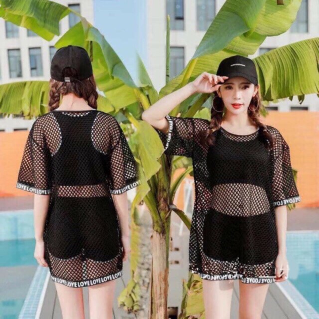 bikini 2019 ren lỗ 3 chi tiết love viền lưới | BigBuy360 - bigbuy360.vn