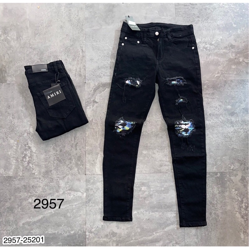 Quần Jeans Amiri Nam Vá Da Cực Xịn - Quần Jeans Nam Amiri Khoá Chân Cao Cấp | BigBuy360 - bigbuy360.vn