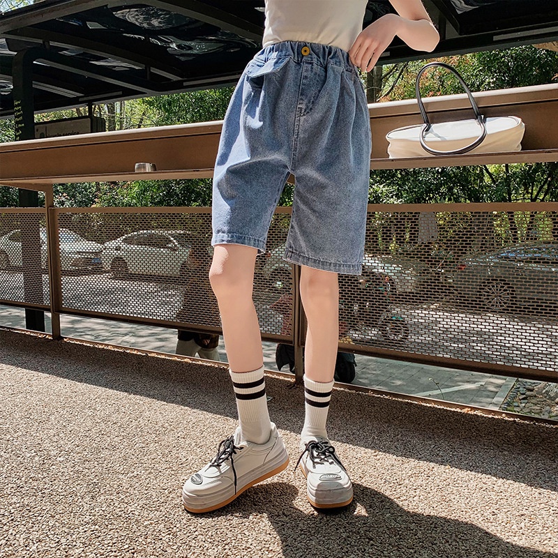 QJ30 Size130-160(25-45kg) Quần jean bé gái (Quần short đùi ngắn) Thời trang trẻ Em hàng quảng châu