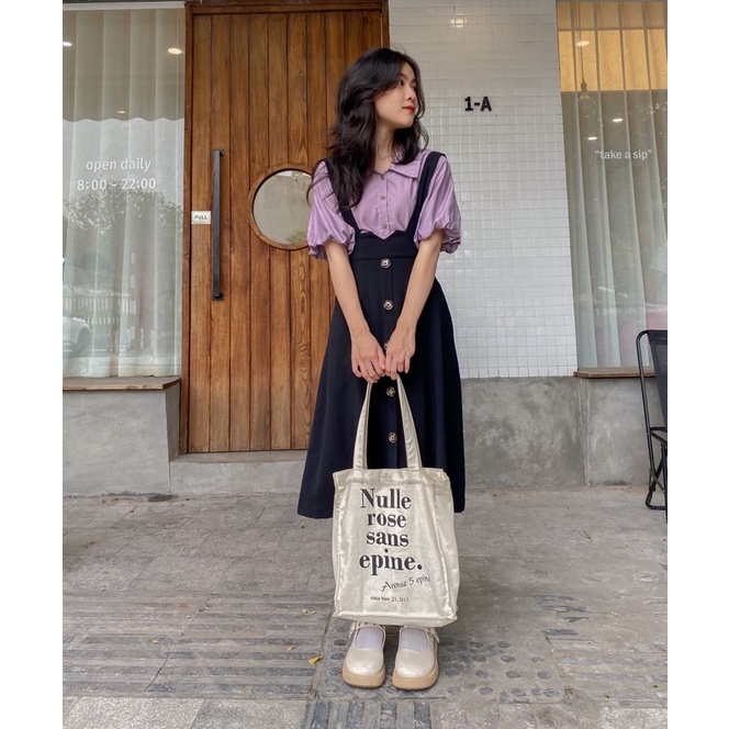 Chân váy YẾM 2-in-1 form xoè nhẹ cúc dọc 🛵