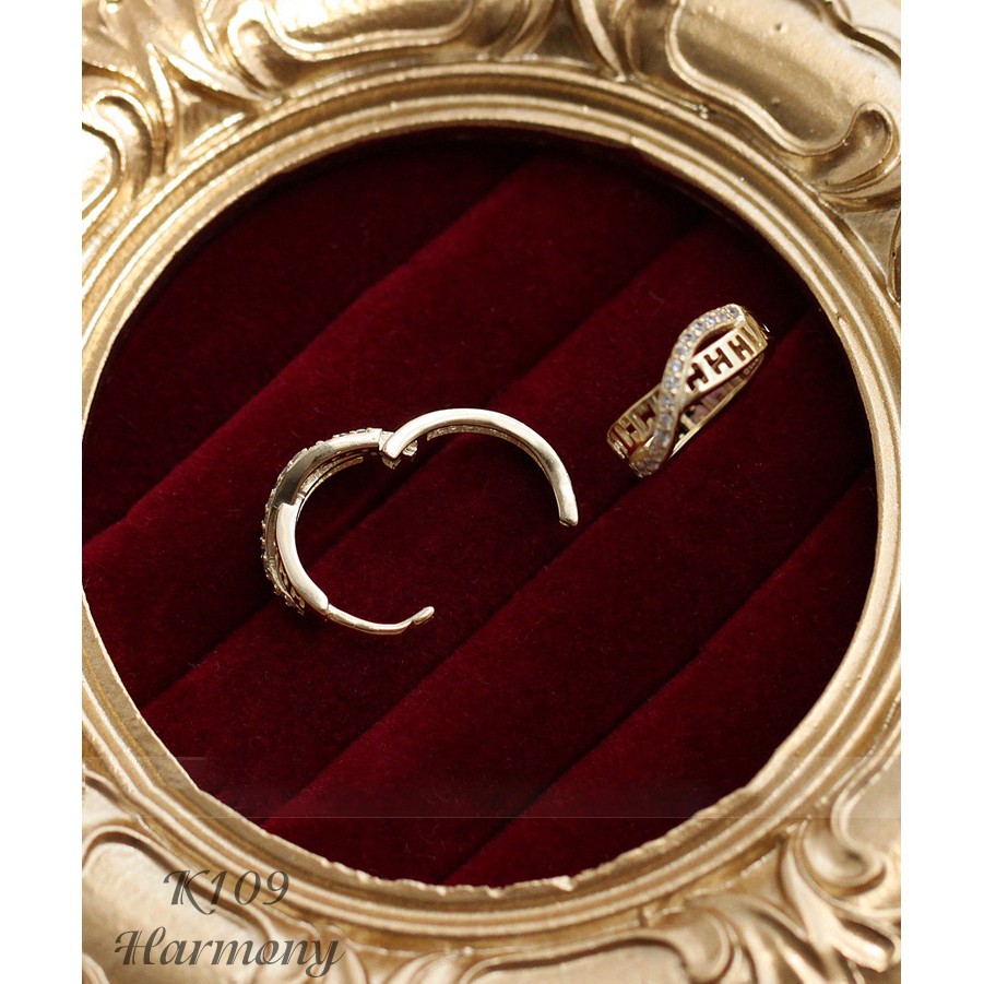 Bông tai, Khuyên tai bạc nữ tròn xoắn đá xinh xắn, sang chảnh, phong cách Hàn Quốc K109| Trang sức Harmony