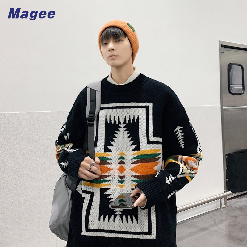 Áo sweater Cổ Tròn Dày Dặn Dáng Rộng Phong Cách Hàn Quốc Thời Trang Thu Đông Cho Nam