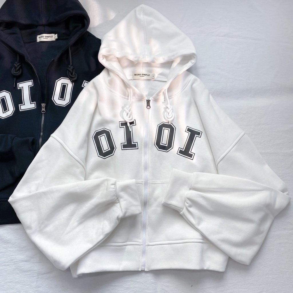 Áo Khoác Hoodie Croptop OI OI Tay Bồng Form Rộng Vải Nỉ Lót Bông Ulzzang - Tuni Store