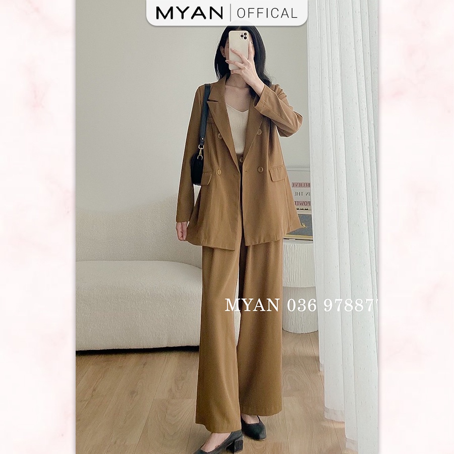 Quần Ống Suông Nữ MYAN Thiết Kế Phong Cách Công Sở Màu Trơn Xanh, Nâu, Đen QVN072201