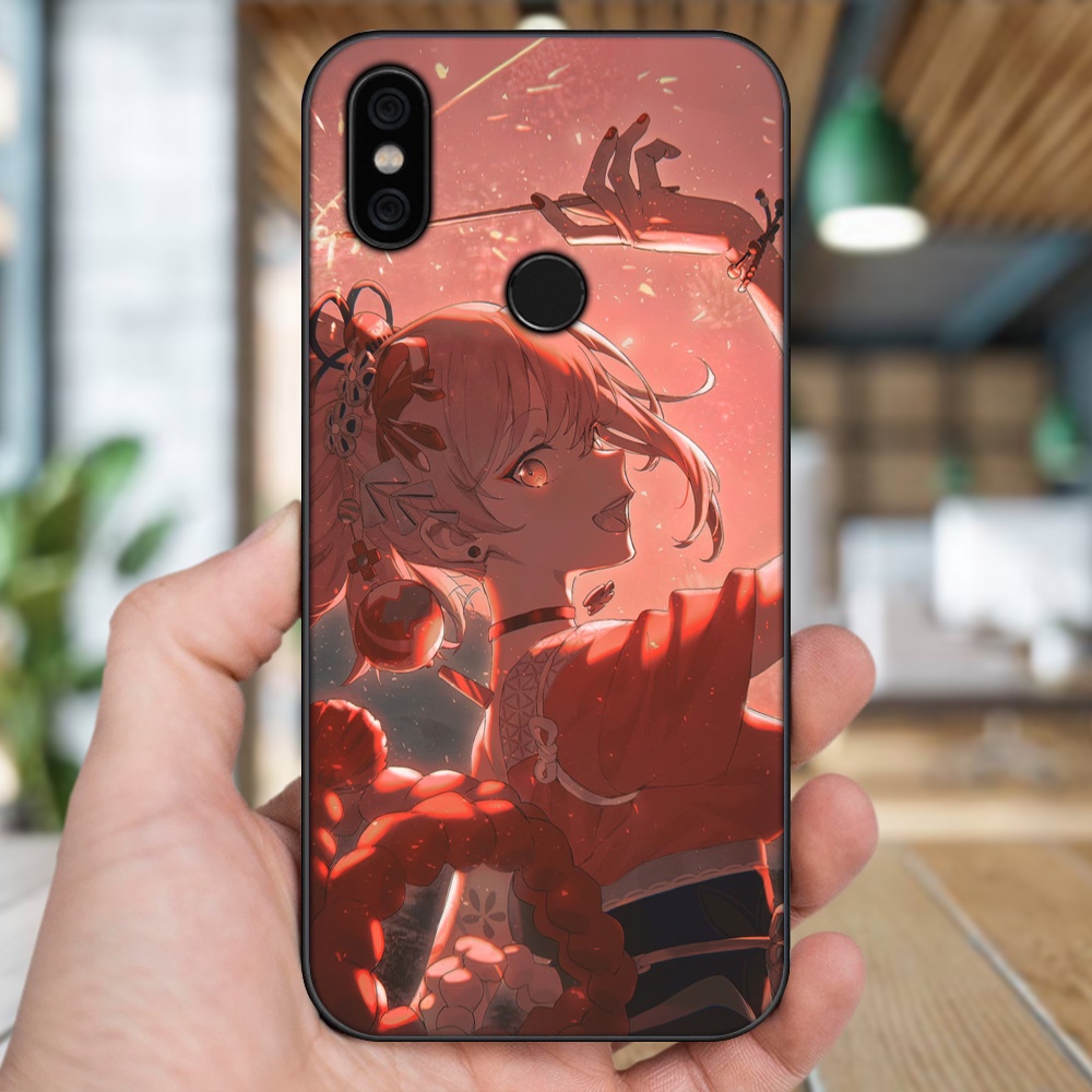 Ốp lưng Xiaomi Mi A2, Redmi 6X viền đen in hình Yoimiya Genshin Impact