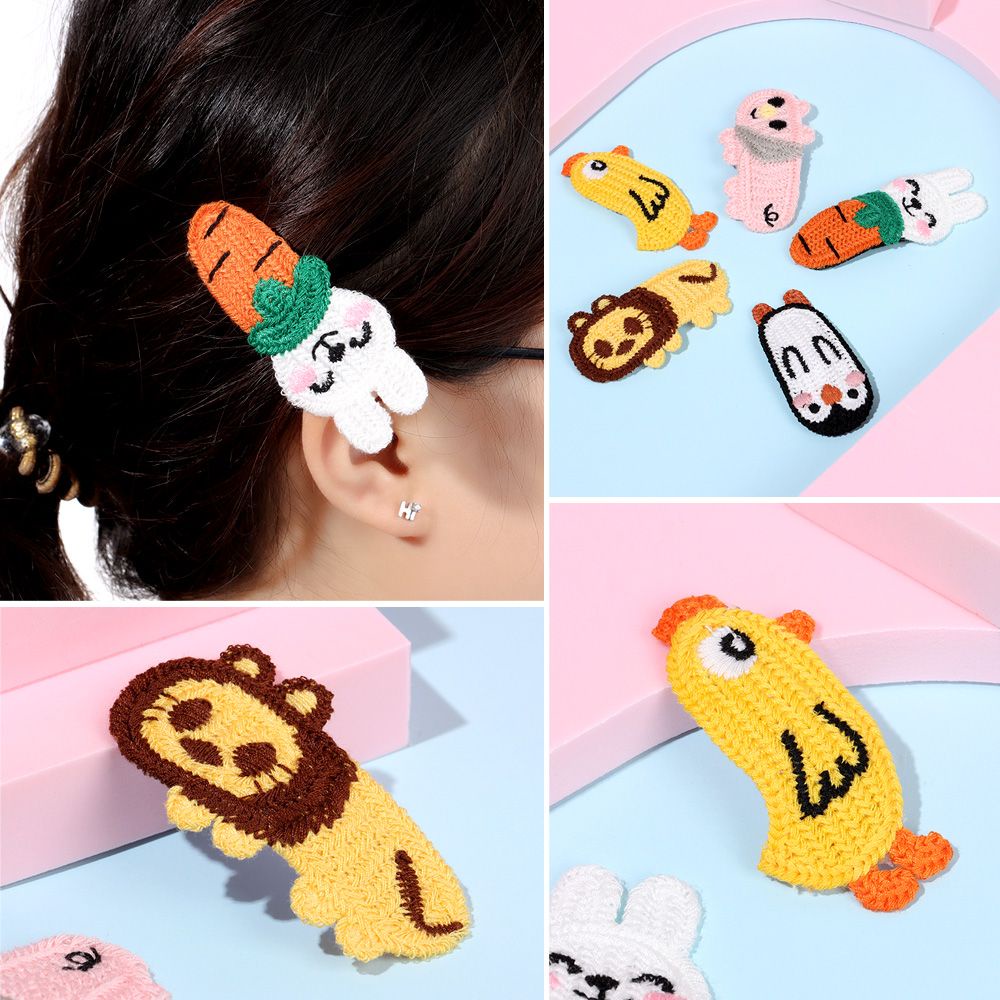 Kẹp tóc dệt kim hình thỏ / chim cánh cụt / gà hoạt hình dễ thương đa dạng tùy chọn